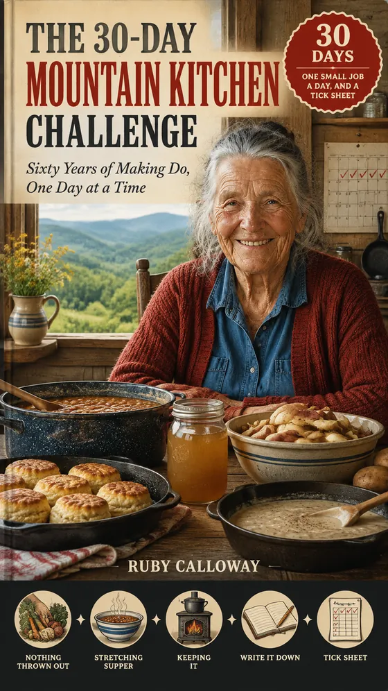 The 30-Day Mountain Kitchen Challenge, the workbook, beside it